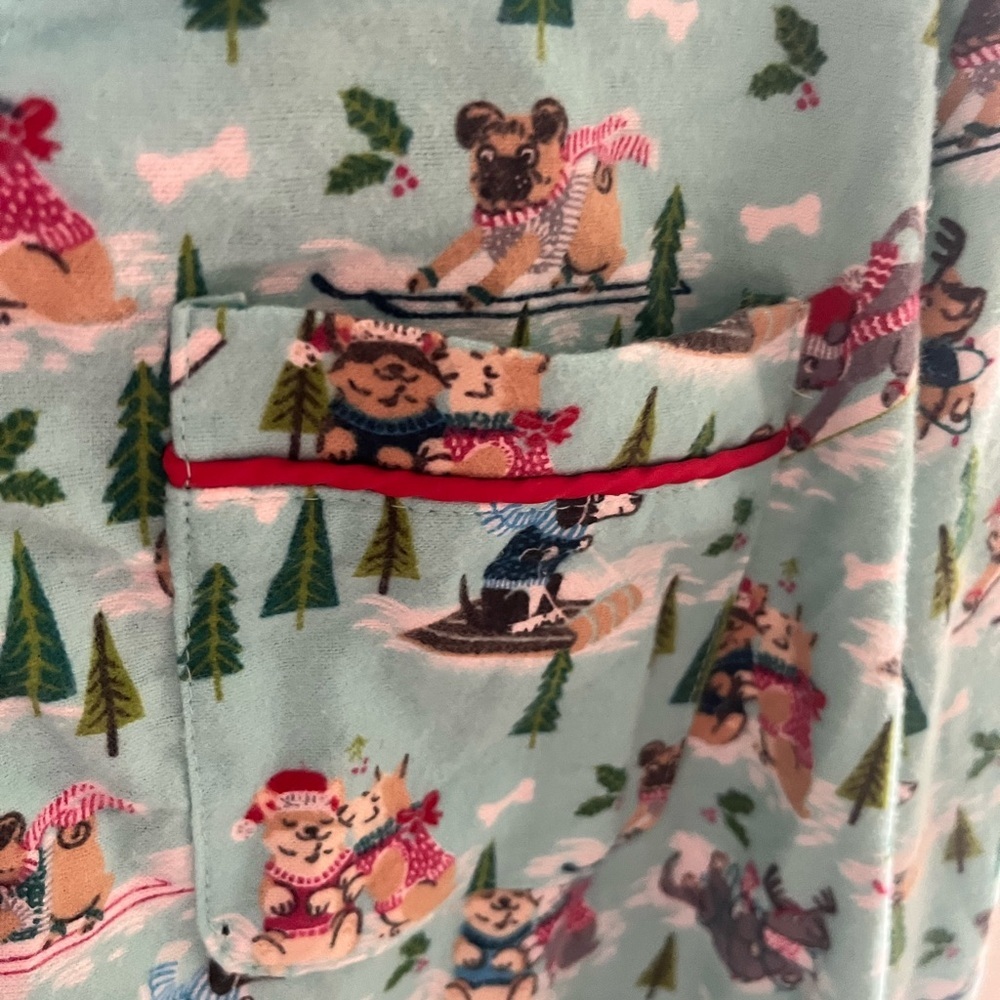 NWT Wondershop Skiing Print Pajama Top - Light Blue and Red - Picture 5 of 5